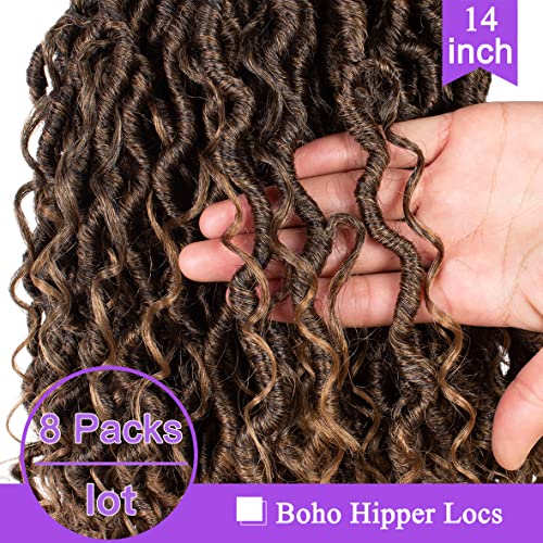 8 Pack Ombre Boho Faux Locs Crochet Hair 14 Inch Goddess Locs T27# Variations