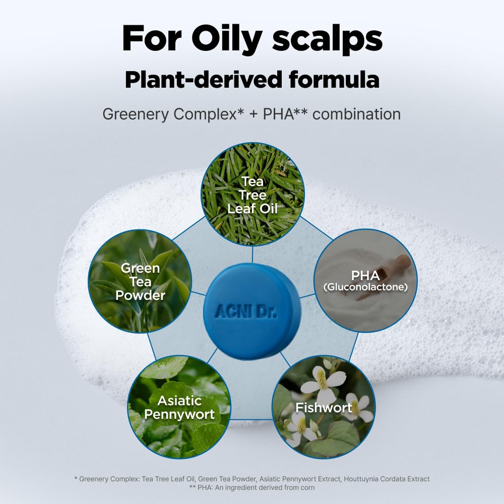 ISOI ACNI Dr. 1st Solution Shampoo Bar, Deep Cleansing for Hair Loss & Soothing for Oily and Acne-Prone Scalp, Solid Shampoo Soap Bar, Plastic-Free without Chemicals, Korean Hair Care (4.23 oz, 120g)