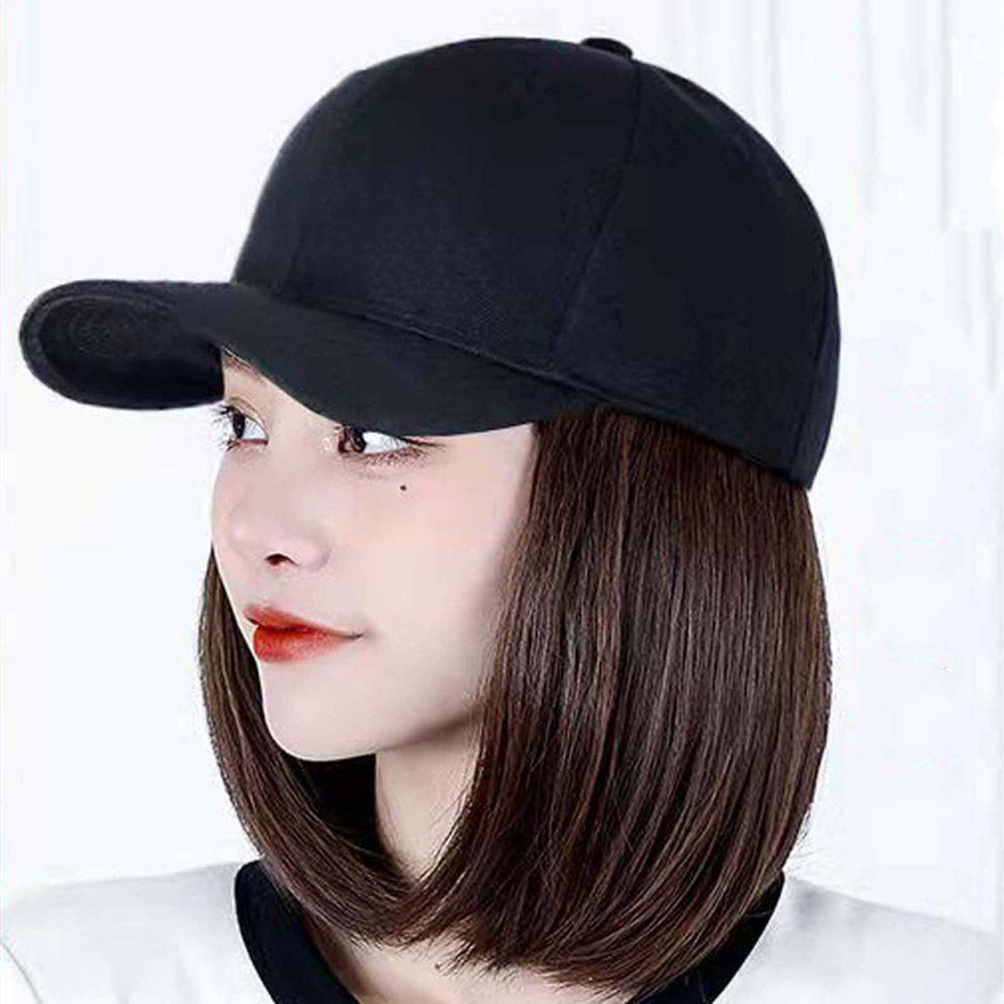 WUODHT Wbaseball cap wigs for black women human hair African Kinky Curly bob wig Duck Tongue cap wig braids
