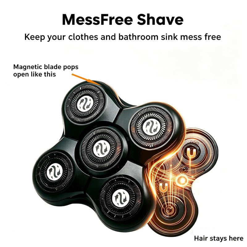 1-Pack 5-Blade Replacement Shaver Heads for Groomie Bald Head Shaver - Smooth Scalp & Body Shaving