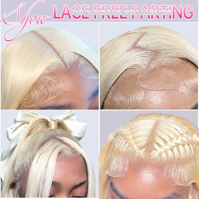 13x6 Lace Front Blonde Wig 220% Density Human Hair 26 Inch HD Pre-Plucked Frontal