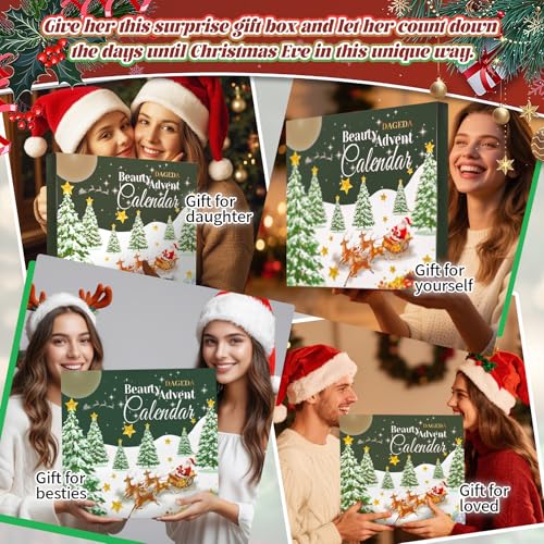 DAGEDA Beauty Advent Calendar 2025,24 Days Christmas Makeup Gifts for Her,Contains Beauty Makeup Kit, Xmas Clothes Accessories, 24 Surprise Christmas Countdown Festival Gifts Set for Women Girls