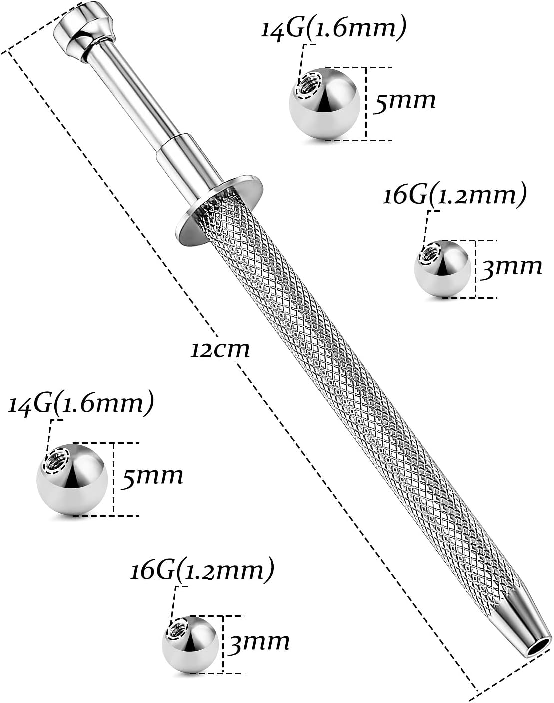316L Surgical Steel Body Piercing Tools Kit - 9 Styles for Nose, Septum, Lip, Tongue & More