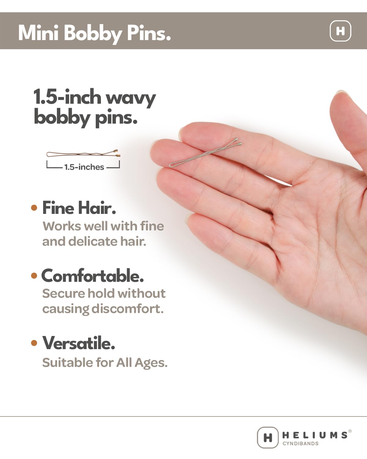 Heliums Mini Bobby Pins - Ash Blonde - 40 Pack, 1.5 Inch Small Hair Pins For Thin Hair & Kids
