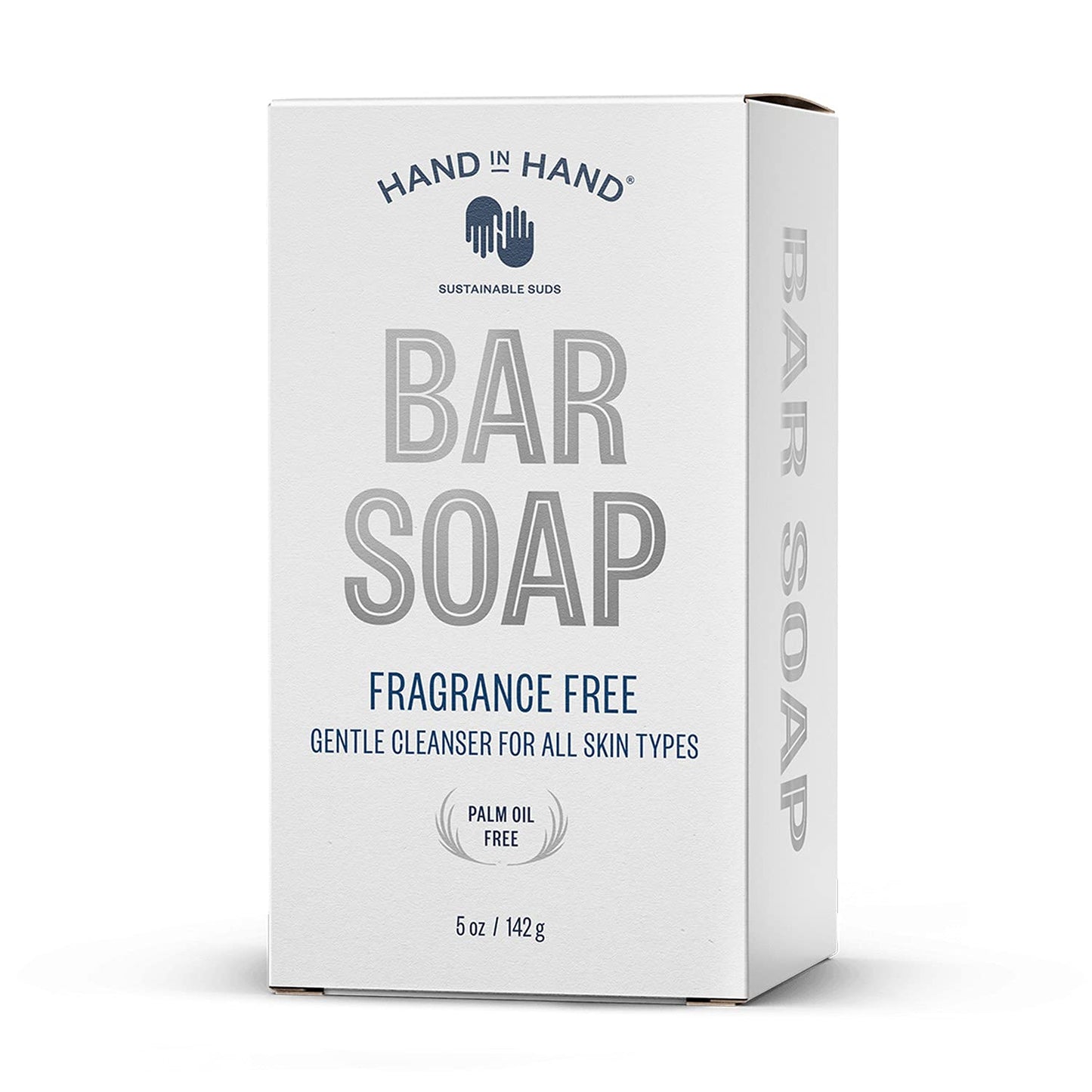 Hand in Hand Bar Soap, Nourishing Cleanser For All Skin Types, Organic Shea and Cocoa Butters, 5 Ounce, Fragrance Free, 4 Pack