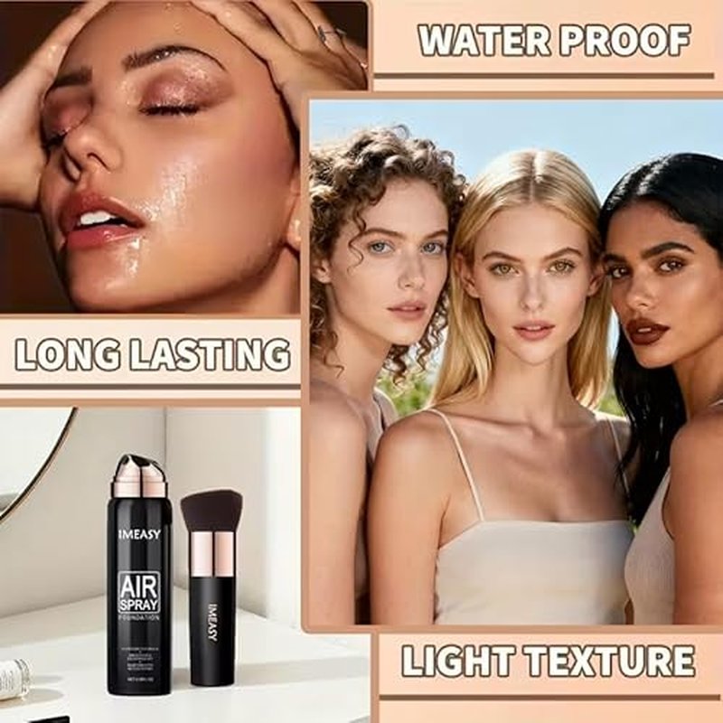 Airbrush Makeup Foundation Spray, Flawless Full Coverage Foundation, Long-Lasting, Breathable & Moisturizing for Older Women, Teens, and Mature Skin, Buildable Coverage for Smooth Radiant Skin (NUDE)