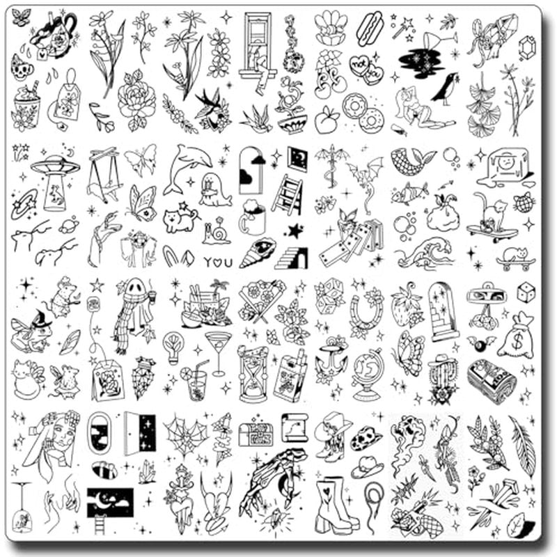 56 Sheets Temporary Tattoos for Adult - 280+ Mixed Styles Black Tiny Fake Tattoos for Hands Face Neck Shoulder