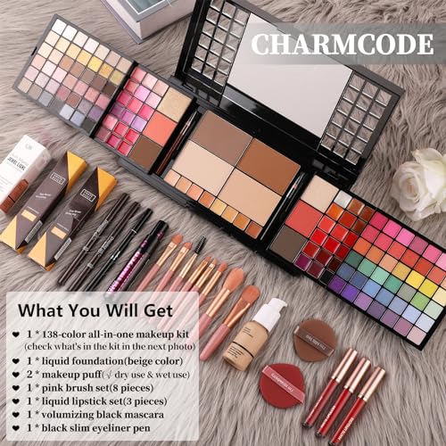 CHARMCODE Ultimate Full Makeup Kit - All-in-One Cosmetic Set for Women & Girls