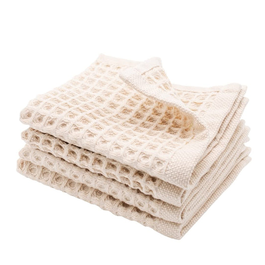 sea me at home Waffle Washcloths Set, 100% Turkish Cotton (Beige)