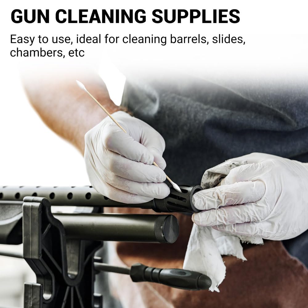 6" Gun Cleaning Swabs Double Ended, Pointed Tipped on Bamboo Sticks - Highly Absorbent, Lint Free Gun Cleaning Supplies Swabs, 900PCS