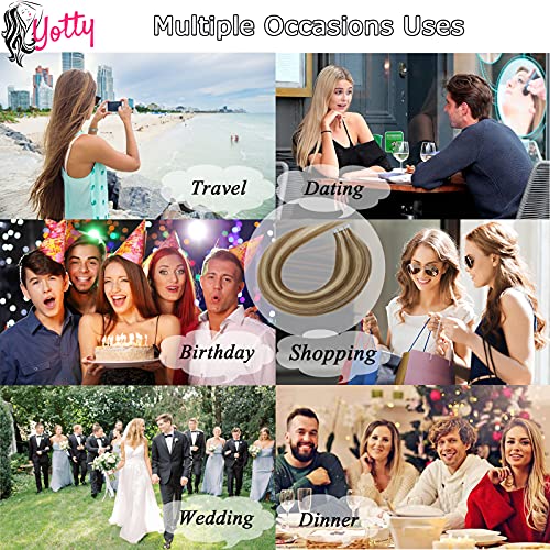 Yotty Silver Gray Tape-In Hair Extensions 18 Inch 40g Remy Human Hair Balayage Ombre