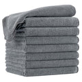 POLYTE Microfiber Hair Salon Towels 16x29 in - Dark Gray, 8 Pack, Quick Dry, Ultra-Absorbent