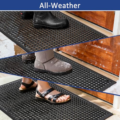 36 x 60 Inch Anti-Fatigue Rubber Floor Mat 2 Pack for Restaurant Kitchen & Garage