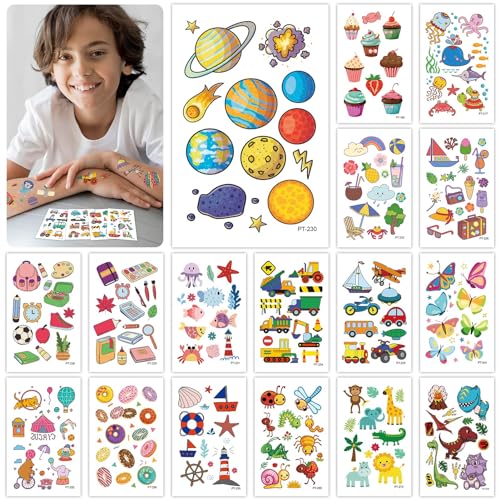EMOME Full Half Tattoo Sleeves for Kids, 66 Sheets Tattoos Temporary for Girls Boys, Space Donut Mermaid Themed Fake Tattoos Stickers for Kids Party Favors Supplies
