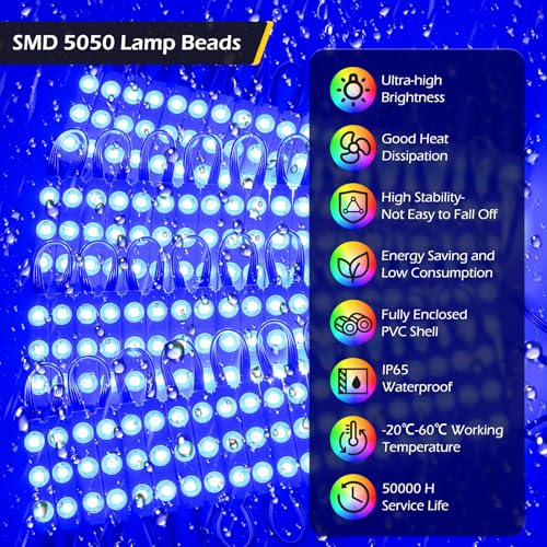 White 80FT RGB LED Storefront Lights for Business Window Signage