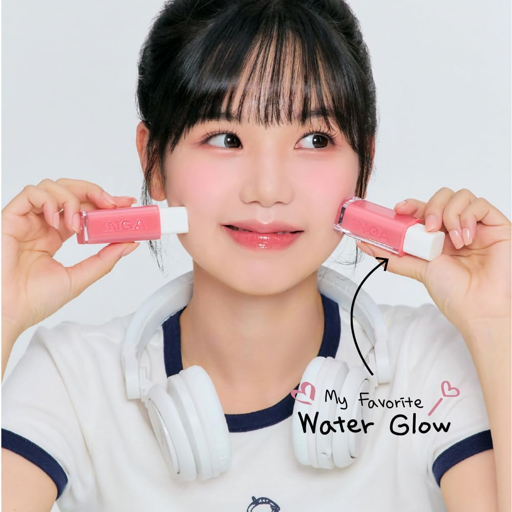 INGA Water Glow Lip Tint – [RICH SALMON] | Hydrating, Glossy Korean Lip Tint with Sheer Color & Glass-Like Shine | Long-Lasting, Non-Sticky Korean Lip Stain