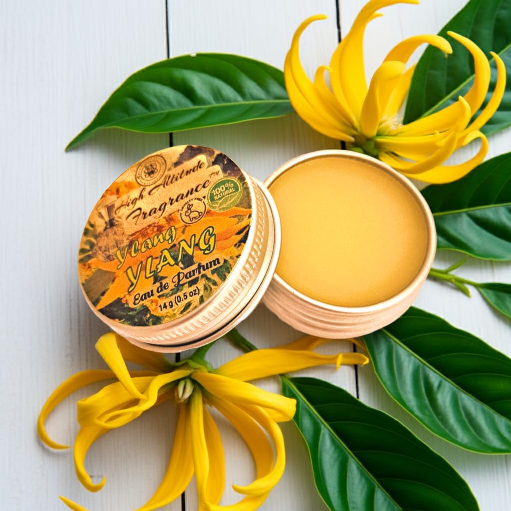 YLANG-YLANG Perfume - Eau de Parfum - Solid Balm - Aromatherapy Essential Oils (Cananga odorata, Tangerine, Jasmine, Hyacinth, Neroli, Linden, Lemon) Natural Fragrance, Travel, Favors, Gifts - 0.5oz