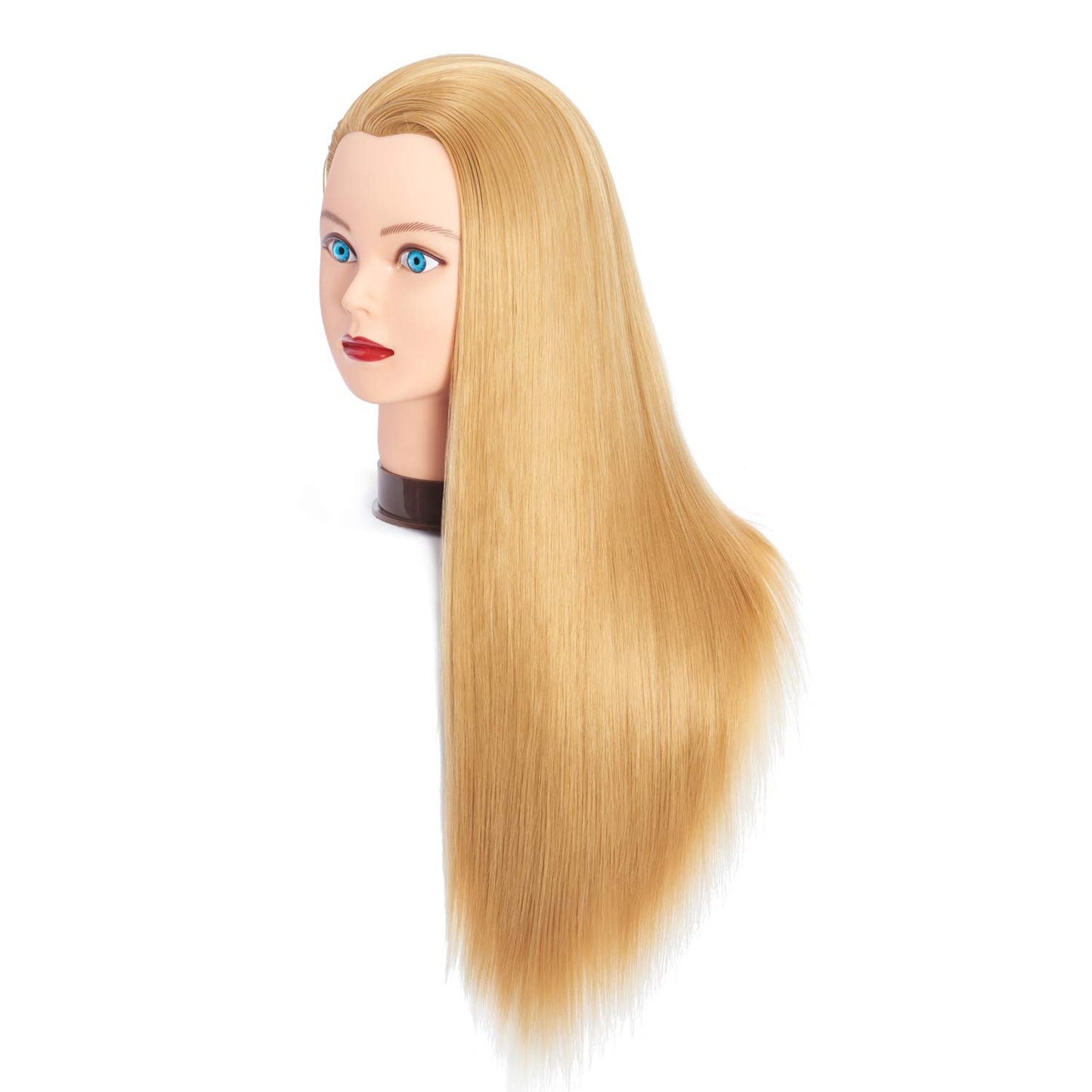 Headfix 26"-28" Long Hair Mannequin Head Synthetic Fiber Hair Hairdresser Practice Styling Training Head Cosmetology Manikin Doll Head with Clamp (6F1919W2720)