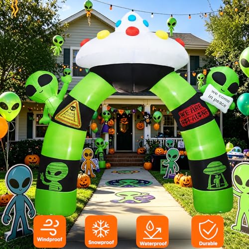 10FT Alien Halloween Inflatable Archway with LED Lights for Outdoor Yard Decor