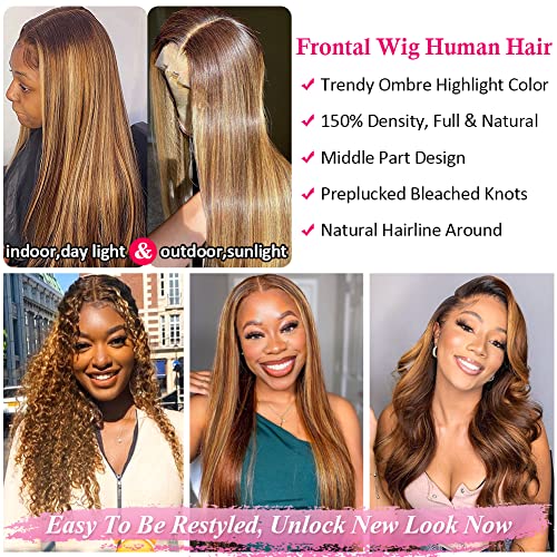 18 Inch Blonde Ombre Lace Front Human Hair Wig - Pre Plucked & Glueless