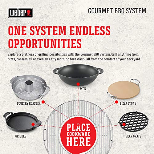 Weber Gourmet BBQ Pizza Stone with Carry Rack - 16.7 Inch Grilling Accessory