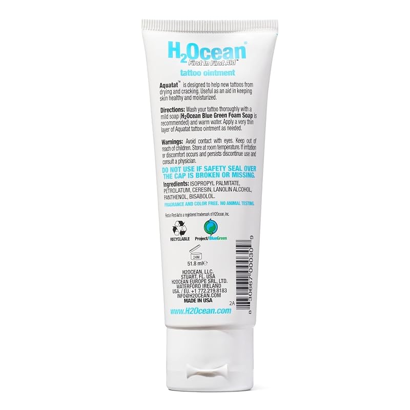 H2Ocean Aquatat Tattoo Healing Ointment 1.75 oz (Pack of 2) Fragrance-Free