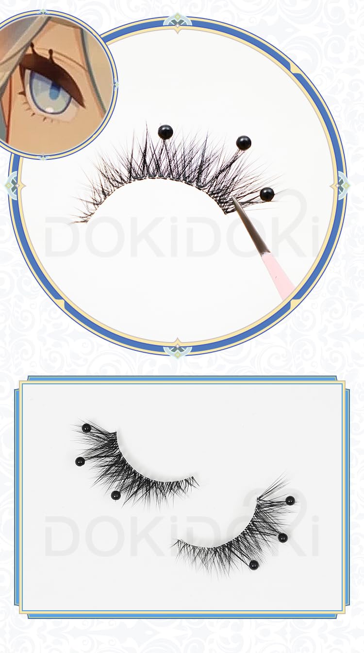 KIRA KIRA Furina Eyelashes Genshin Impact Cosplay Focalors Black False Eyelashes With Rhinestones Doki Furina Fontaine Eyelashes Cosplay Accessories Props