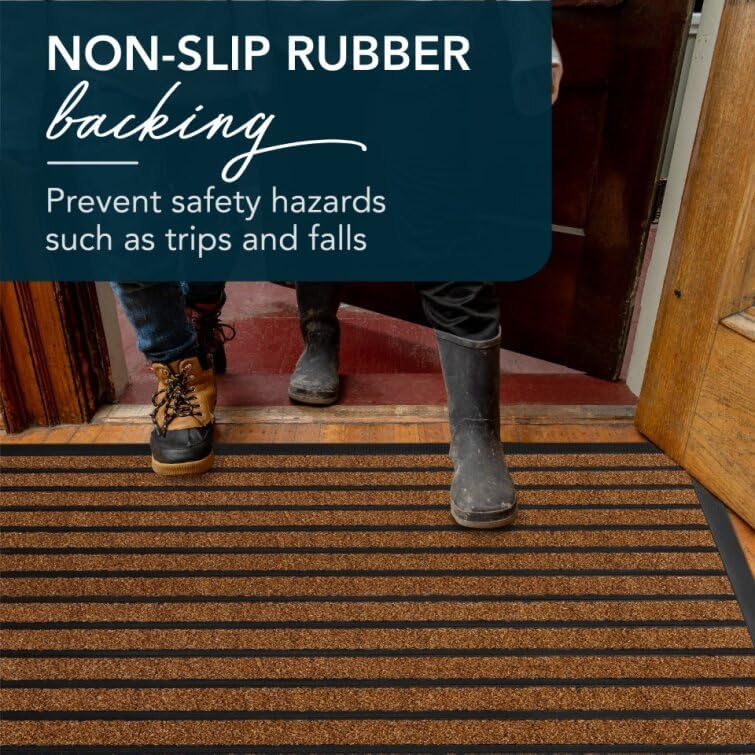 Extra Durable Outdoor Door Mat 47x32 Inches Bright Brown - Non-Slip Entrance Rug
