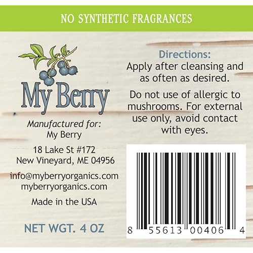 My Berry Maine Chaga Face & Body Cream 4 oz Value Size | Made with Wild Harvested Chaga from USA | Natural Ingredients | Lightweight Lotion for the Face & Whole Body