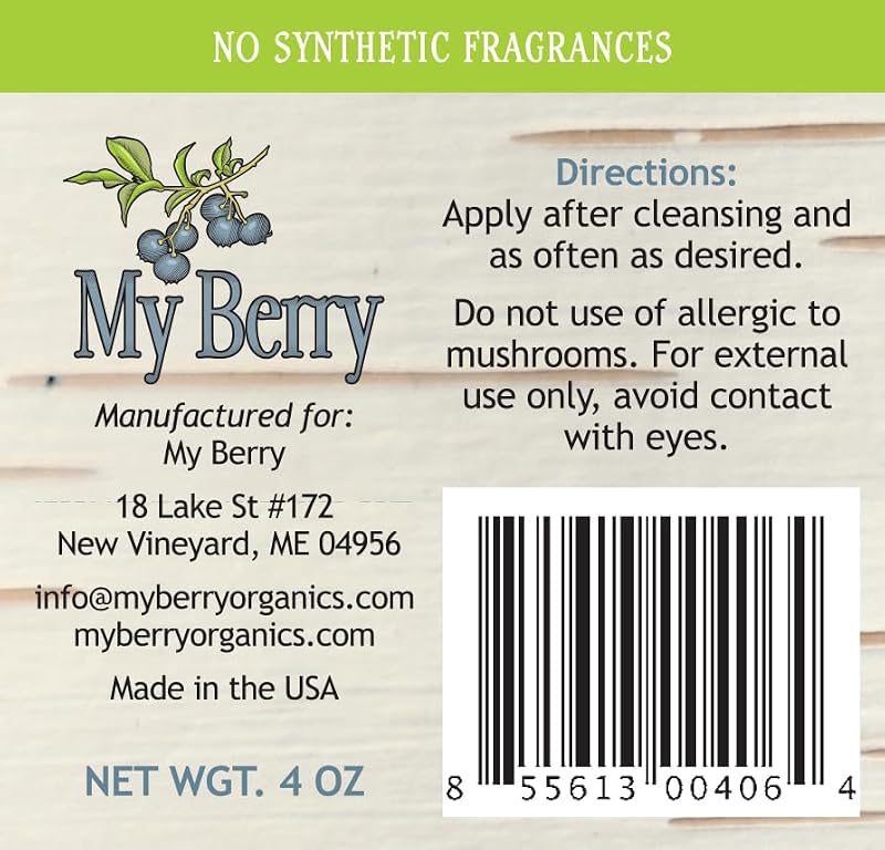 My Berry Maine Chaga Face & Body Moisturizer - Natural Lightweight Lotion, 4 oz