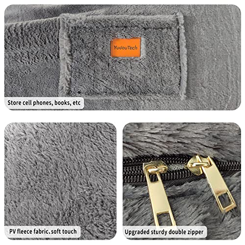 6ft Grey Bean Bag Chair Cover - Round Lazy Sofa Bed Cover for Adults