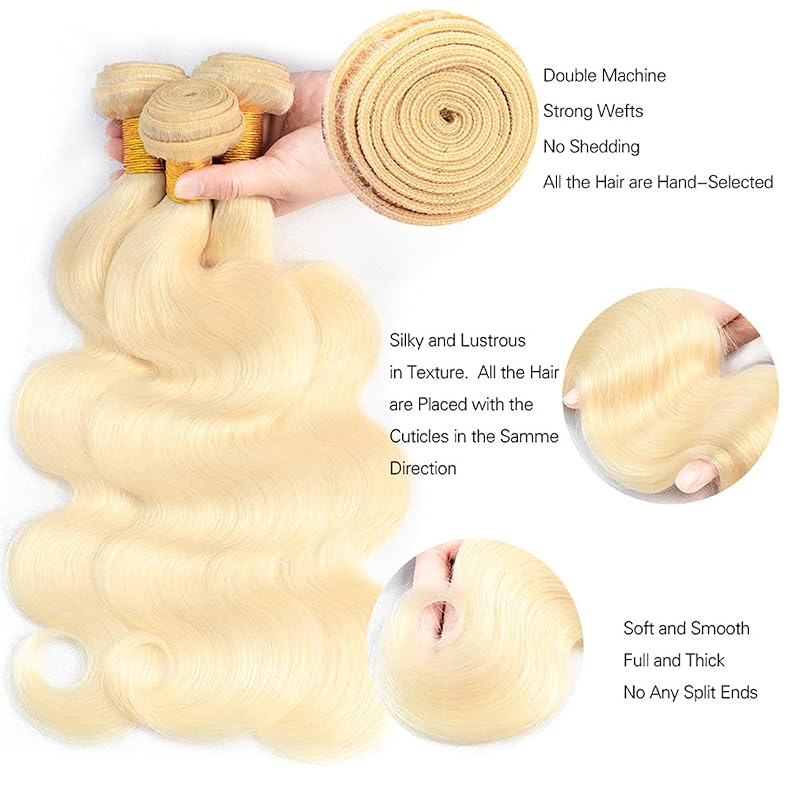 #613 Honey Blonde Body Wave Bundles 3x50g Unprocessed Brazilian Virgin Hair 26/28/30 (Variation: #613-B+26 28 30 Inch)