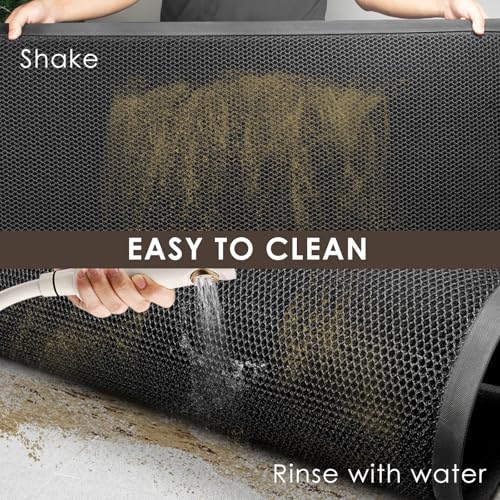 Indoor Outdoor Door Mat 47x70 Heavy Duty with 3D Mesh Technology – Black Grey