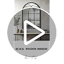 Dewfig Arched Wall Mirror 42x24 Inch Windowpane Mirror Black Variation of Windowpane-qm