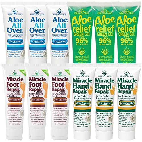 Aloe Vera Skin Care Set - 12 Piece Moisturizing Lotion, Gel & Foot Repair