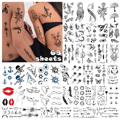 Cerlaza 300 styles Temporary Tattoos For Adults Women Men, Fake Henna Tattoos Stickers Waterproof, Long Lasting Realistic Tatuajes Temporales-65 Sheets