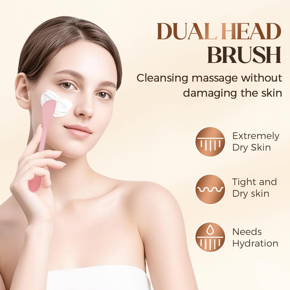 8PCS Silicone Face Mask Brush Facial Cleansing Brush,2 in 1 Silicone Face Brush Face Scrubber, for Exfoliating Massaging Remove Blackheads Makeup Skincare Removal for Mud Clay Body Lotion