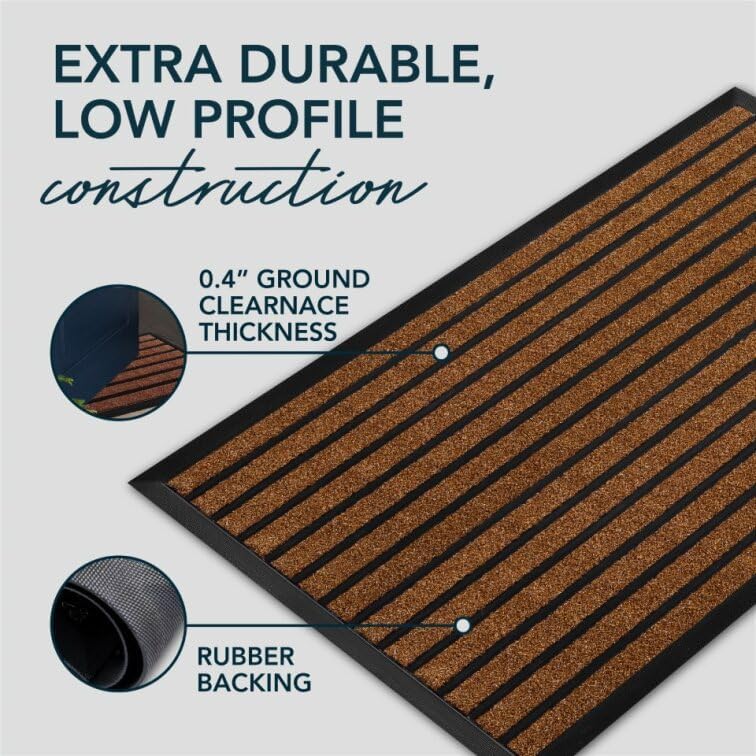 Extra Durable Outdoor Door Mat 47x32 Inches Bright Brown - Non-Slip Entrance Rug