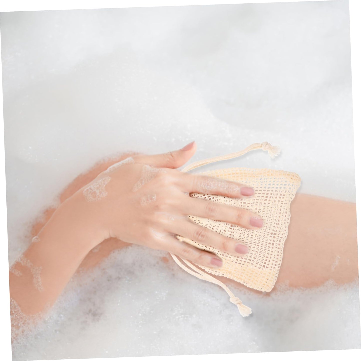 Hoement 8pcs Cotton Soap Storage Bags Drawstring Foaming Pouches for Bathing Exfoliating Mesh Soap Holders Convenient Shower Accessory for and Easy Drying