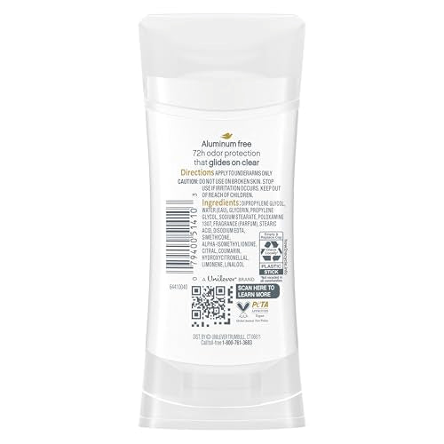 Dove Aluminum Free Deodorant Stick with Dragon Fruit & Coconut Cream - 3 Pack, 2.4 oz Each