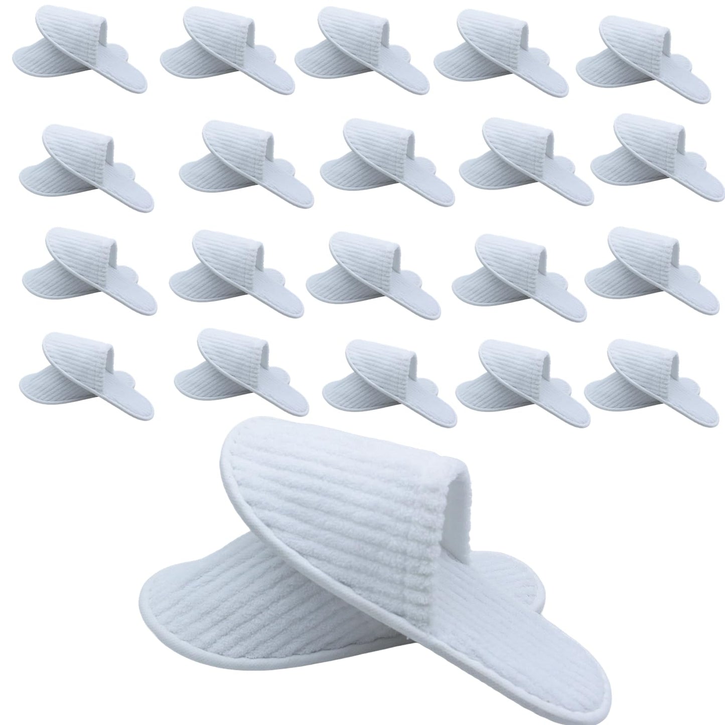 Zentriqlla 20 Pairs White Disposable Slippers, SPA Hotel Slipper for Women and Men, Closed Toe Soft Coral Fleece Slippers for Guests, Non-Slip Slipper for Travel Home Salon