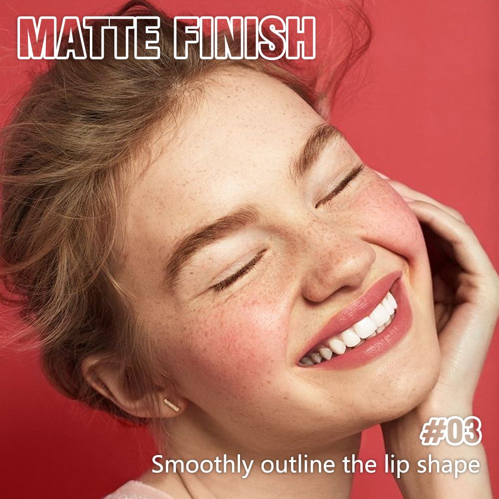 QIDSTERS Matte Lipstick Crayon for Women, Nude Pink 24 Hour Lipstick Lip Liner Pencil, Neutral Lip Stick Lipliner Long Lasting Waterproof Smudge Proof, Vegan & Cruelty-Free, 03