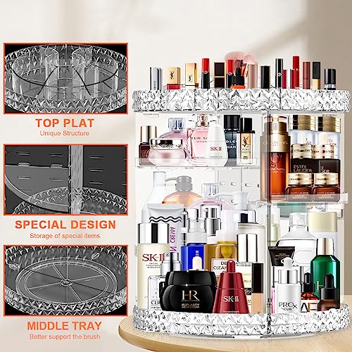 360° Rotating Makeup Organizer with Adjustable Layers - Clear A-Clear