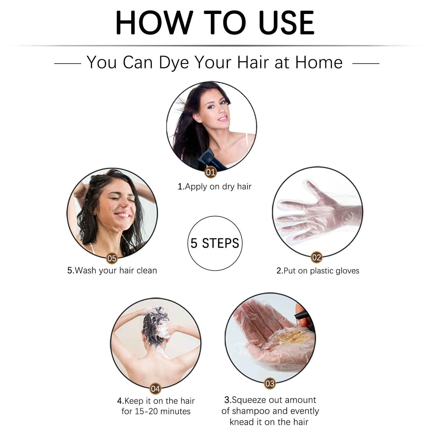 lymznus Herbal Black Hair Dye Shampoo 3 in 1 for Gray Hair, Instant Hair Color Shampoo for Women & Men, Black Hair Shampoo for 100% Grey Coverage 500ML