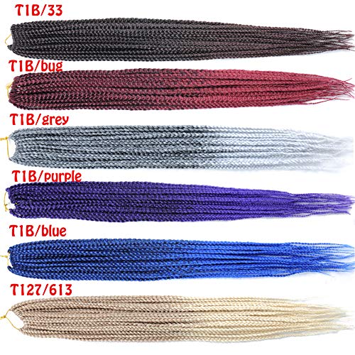 Mayloss 24 Inch Purple T1B Crochet Hair Extensions 6 Pack - Thin Synthetic Braid
