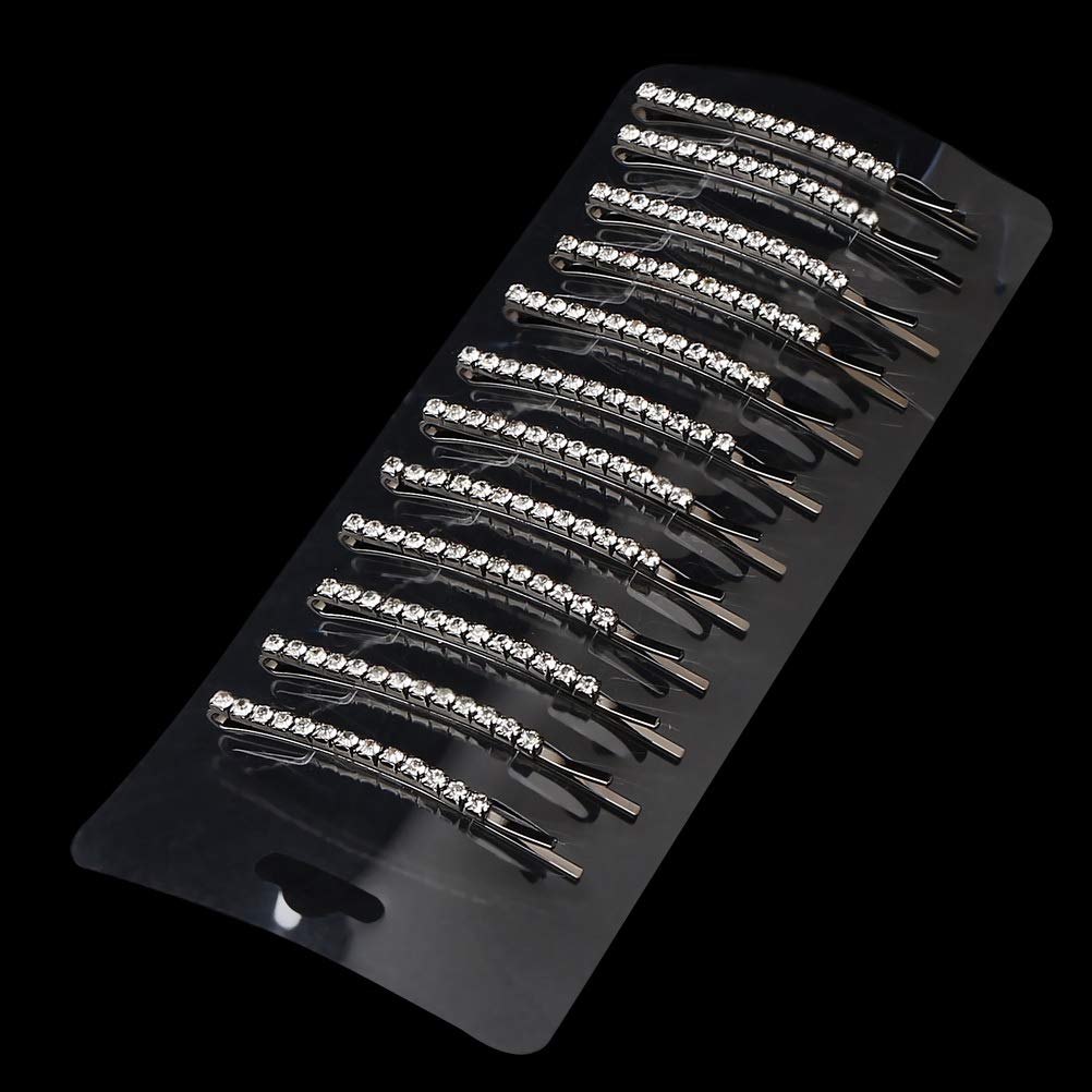 12 Pieces Rhinestone Bobby Pins, Silver Metal Hair Clips Diamond Bobby Pins Crystal Hair Pin for Prom Bridal Wedding Hair Accessories Gift Stocking Stuffers for Women Girls