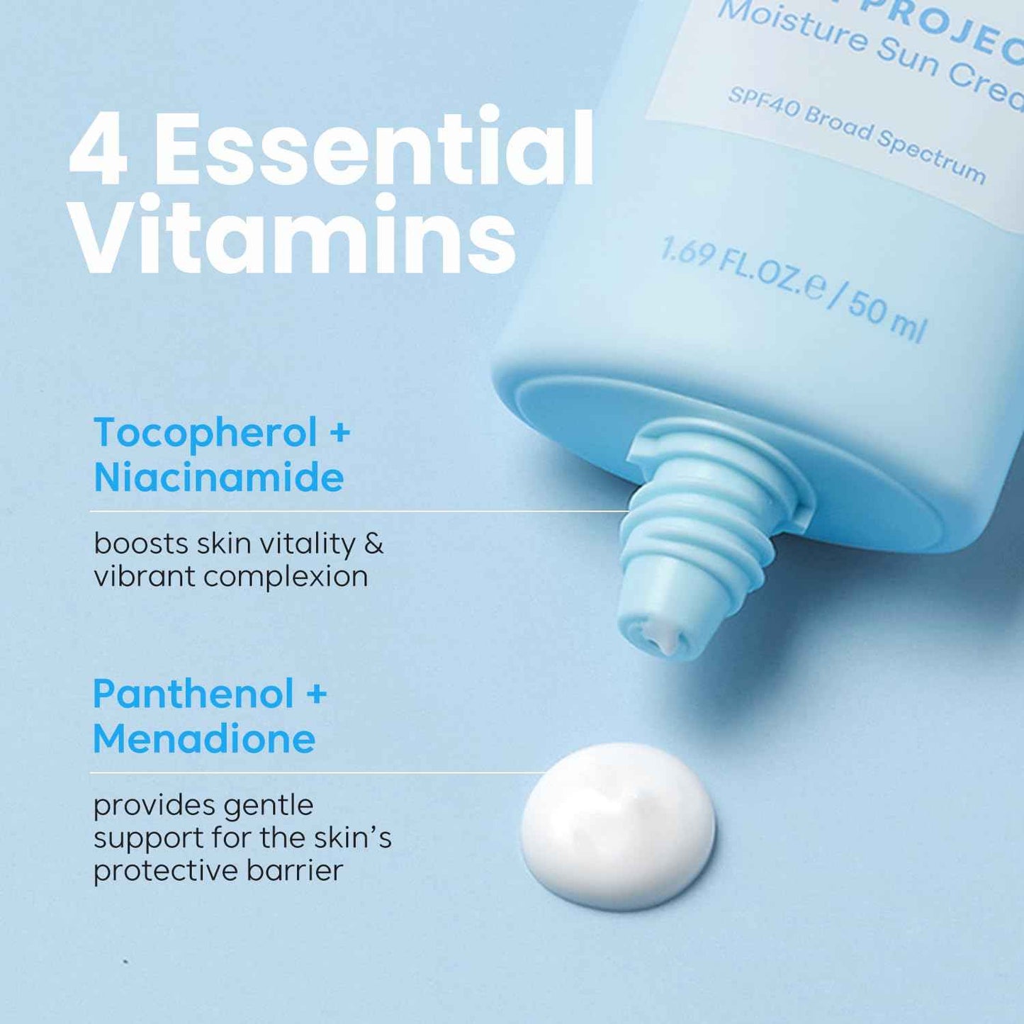 THANKYOU FARMER Sun Project Moisture Sun Cream SPF 40 - Korean Sunscreen with Panthenol - Fragrance Free, Broad Spectrum, Dermatologist Tested, Moisturizing, No White Cast 1.69 fl oz