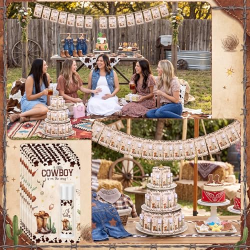 50 Pack Cowboy Baby Shower Lip Balm Favors - Brown / Cowboy Variation