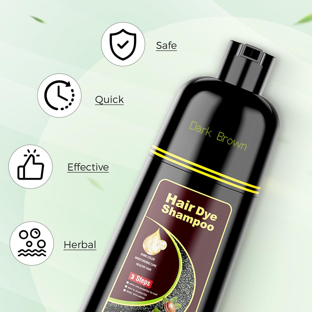 Black Hair Dye Shampoo 3 in 1，Argan Herbal Hair Color Shampoo Covers Gray Hair for Women and Men (16.9 fl.oz Black)