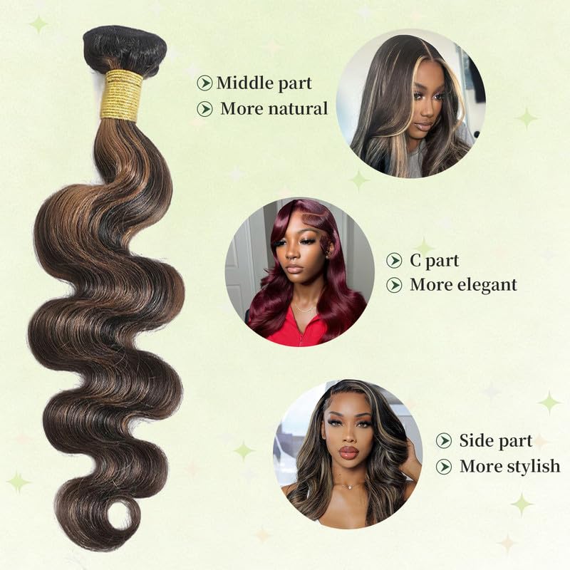 Deep Wave Brown Highlight Hair Bundles - P4/30 - 8, 10, 12 Inch - Human Hair Extensions